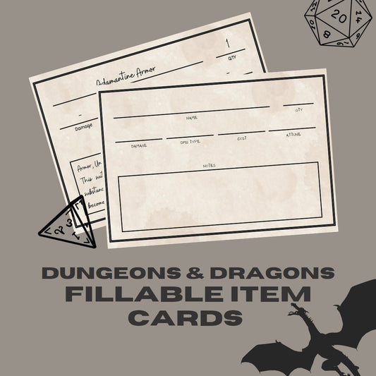 Fillable Item Cards