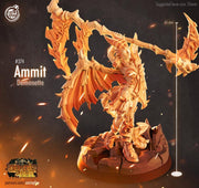 Female Tiefling Miniature - resin tabletop miniature front view