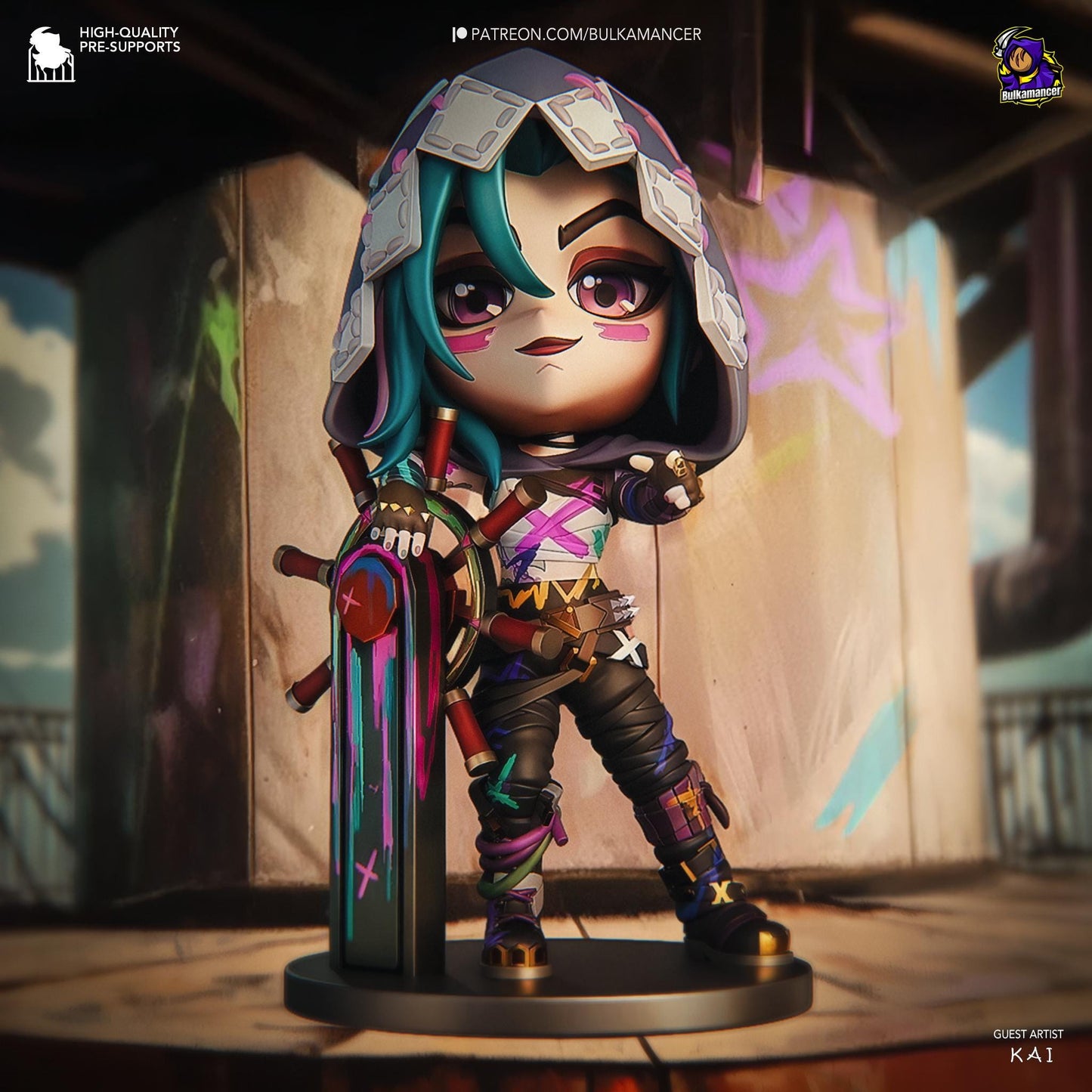 Jinx Fractured Chibi Resin Miniature Figurine Game Character League of Legends Arcane Gift for Him Her Birthday Gift Anime