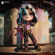 Jinx Fractured Chibi Figure - Arcane - resin tabletop miniature front view