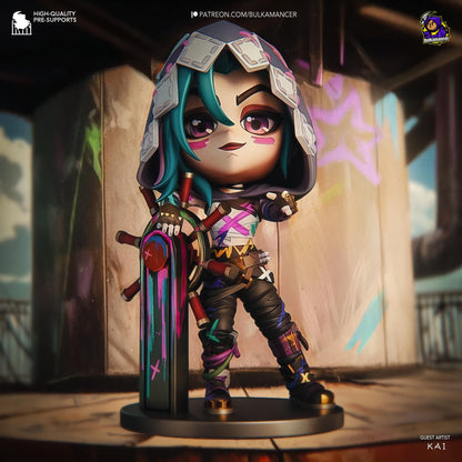 Jinx Fractured Chibi Figure - Arcane