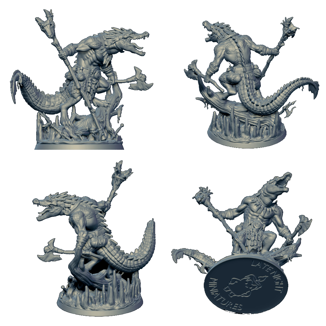 Croc Shaman miniature by Late Night Miniatures - alternate view