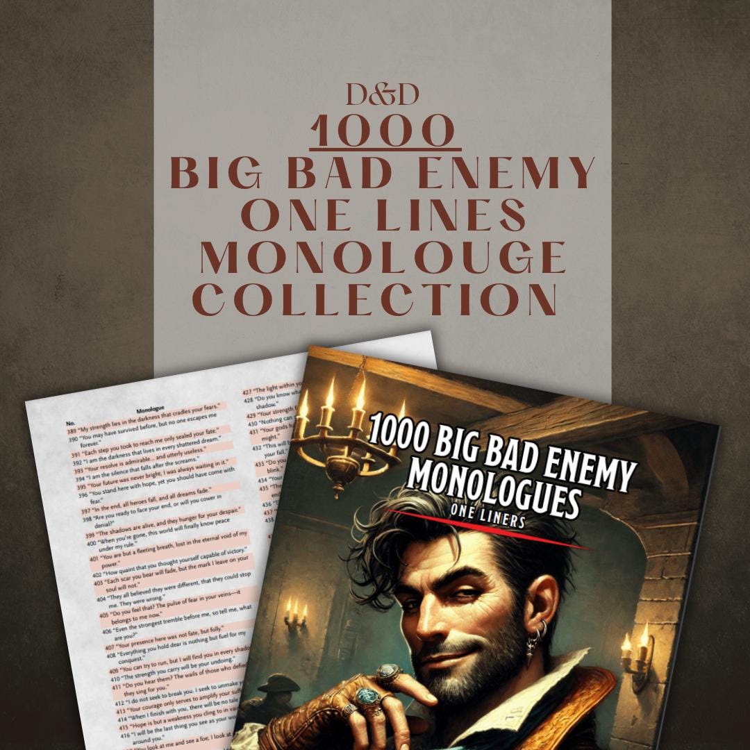 1000 Big Bad Enemy One-Liner Monologue Collection