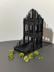 Ancient Gothic Ruin Dice Tower - resin tabletop miniature front view