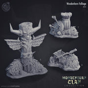 Woodenhorn Clan Collection Totem Terrain Set - resin tabletop miniature front view