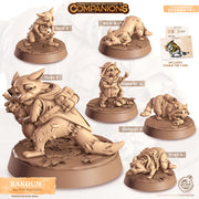 Raccoon Animal Companion Miniature - resin tabletop miniature front view