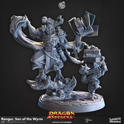 Dragonborn Wizard Miniature - resin tabletop miniature front view
