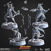 Female Dragonborn Ranger Miniature - resin tabletop miniature front view