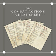 Combat Actions Cheat Sheet - digital download preview