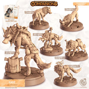 Wolf Animal Companion Miniature - resin tabletop miniature front view