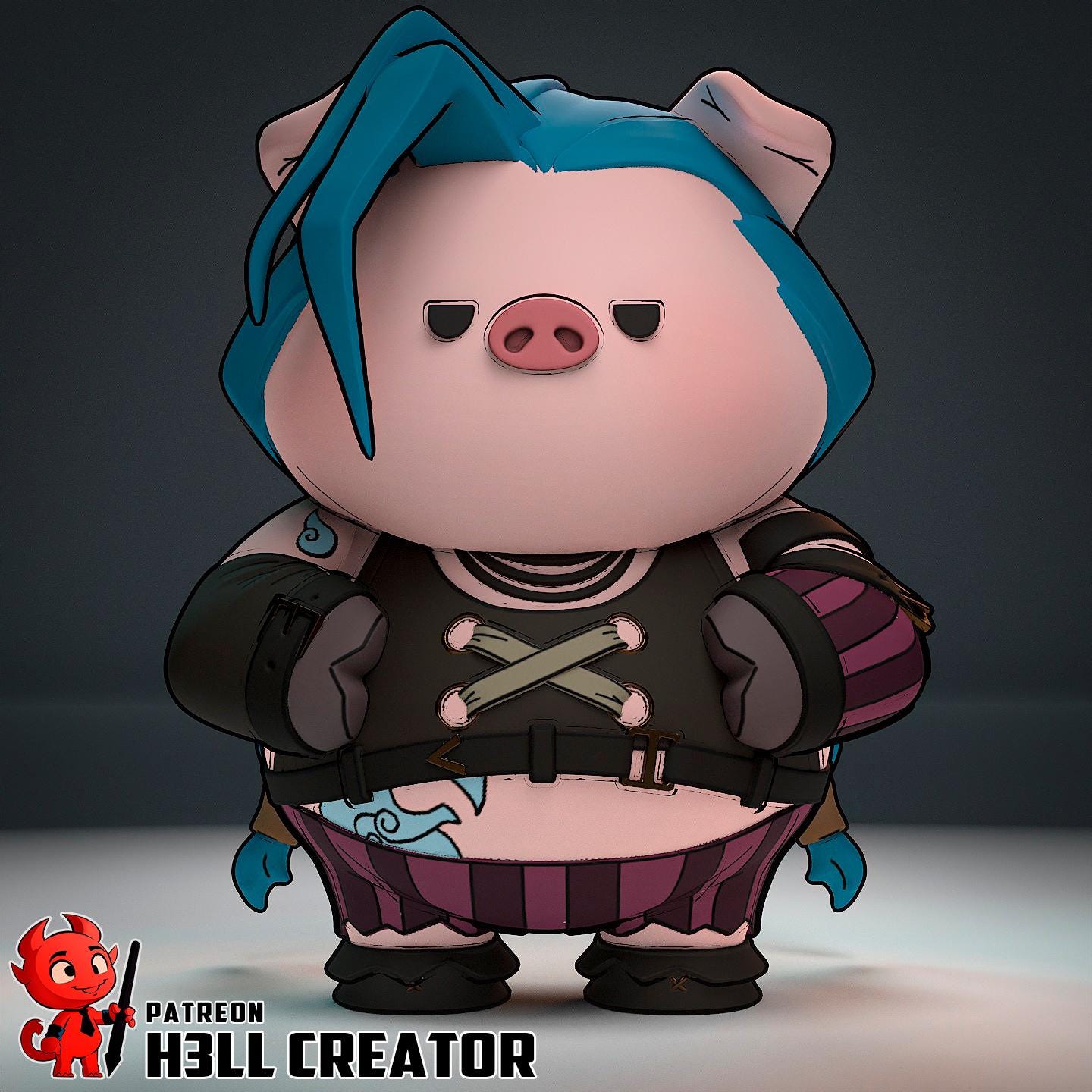 Jinx Chibi Resin Miniature Figurine I Game Character I Powder Arcane League of Legends I Gift for Him Her I Birthday Gift I Anime