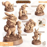 Hare Rabbit Animal Companion Miniature - resin tabletop miniature front view
