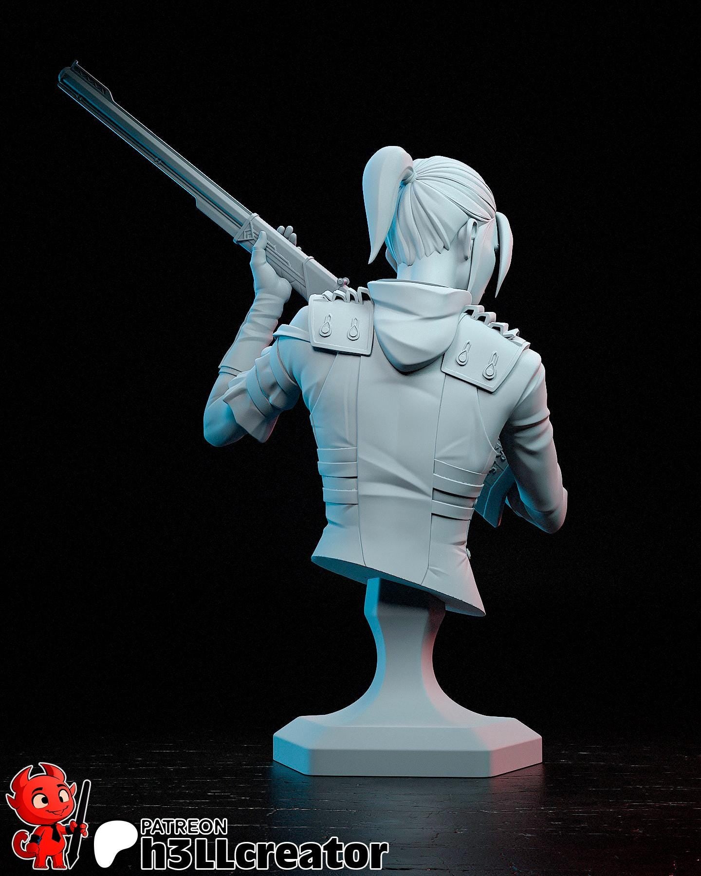 Caitlyn Bust LoL Arcane Resin Miniature Figurine | BG3 | Baldurs Gate 3 | Game Character Gift for Him Her Birthday Gift Christmas