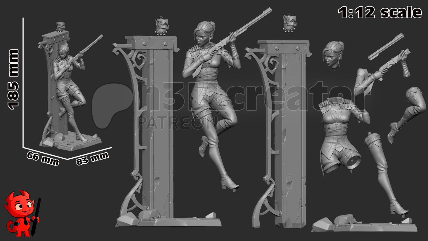 Caitlyn LoL Arcane Resin Miniature Figurine | BG3 | Baldurs Gate 3 | Game Character Gift for Him Her Birthday Gift Christmas Anime