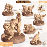 Golden Retriever Dog Animal Companion Miniature - resin tabletop miniature front view