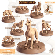 Dobermann Dog Animal Companion Miniature - resin tabletop miniature front view