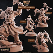 Tabaxi Barbarian Miniature - resin tabletop miniature front view