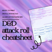 Attack Roll Sheet - digital download preview