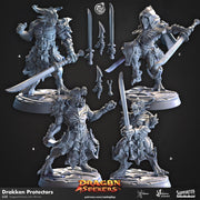 Dragonborn Paladin Miniature - resin tabletop miniature front view