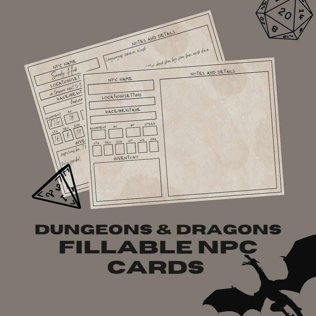 Fillable NPC Cards