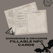 Fillable NPC Cards - digital download preview