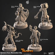 Human Peasant & Farmer Miniature Set - resin tabletop miniature front view