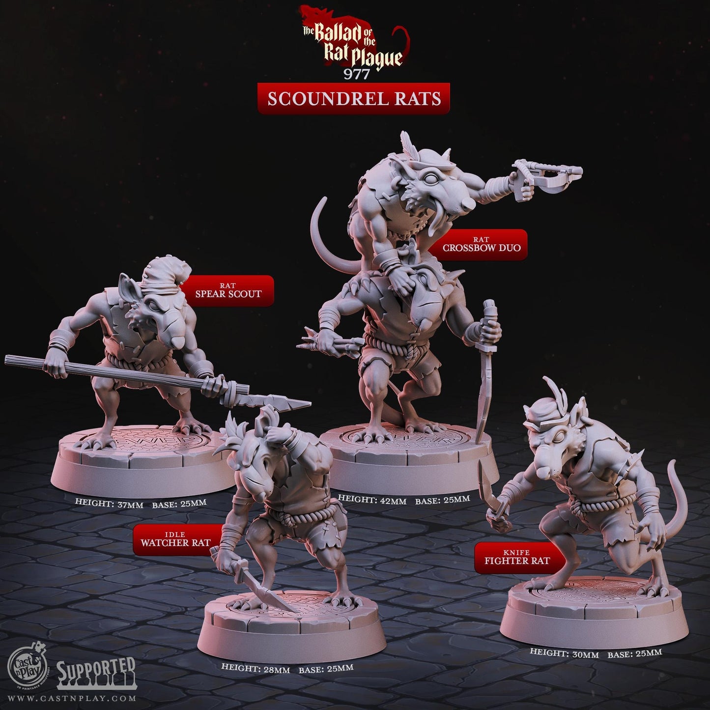 Ratfolk Ranger Miniature - Alternate view 2