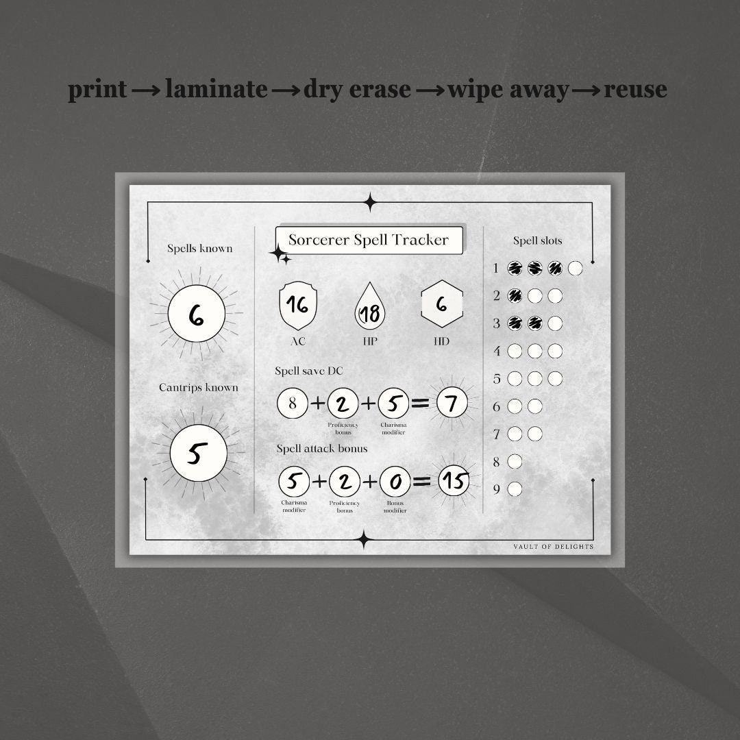 Printable Spell Slot Trackers - Alternate view 3