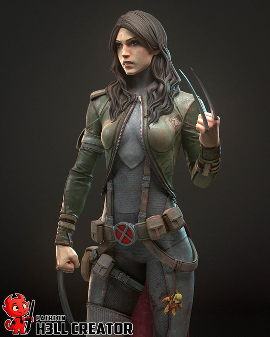 Character in a green outfit with a red symbol, holding a weapon on a dark background