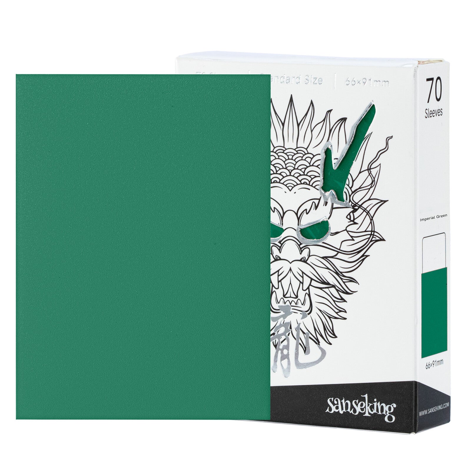 Sanseking White Dragon Tournament Sleeves - Standard Size (70) - Imperial Green - official Sanseking product image