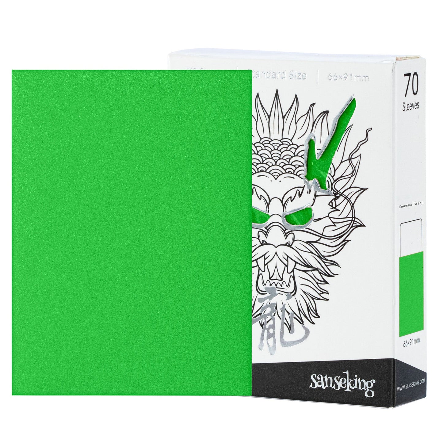 Sanseking White Dragon Tournament Sleeves - Standard Size (70) - Emerald Green - official Sanseking product image