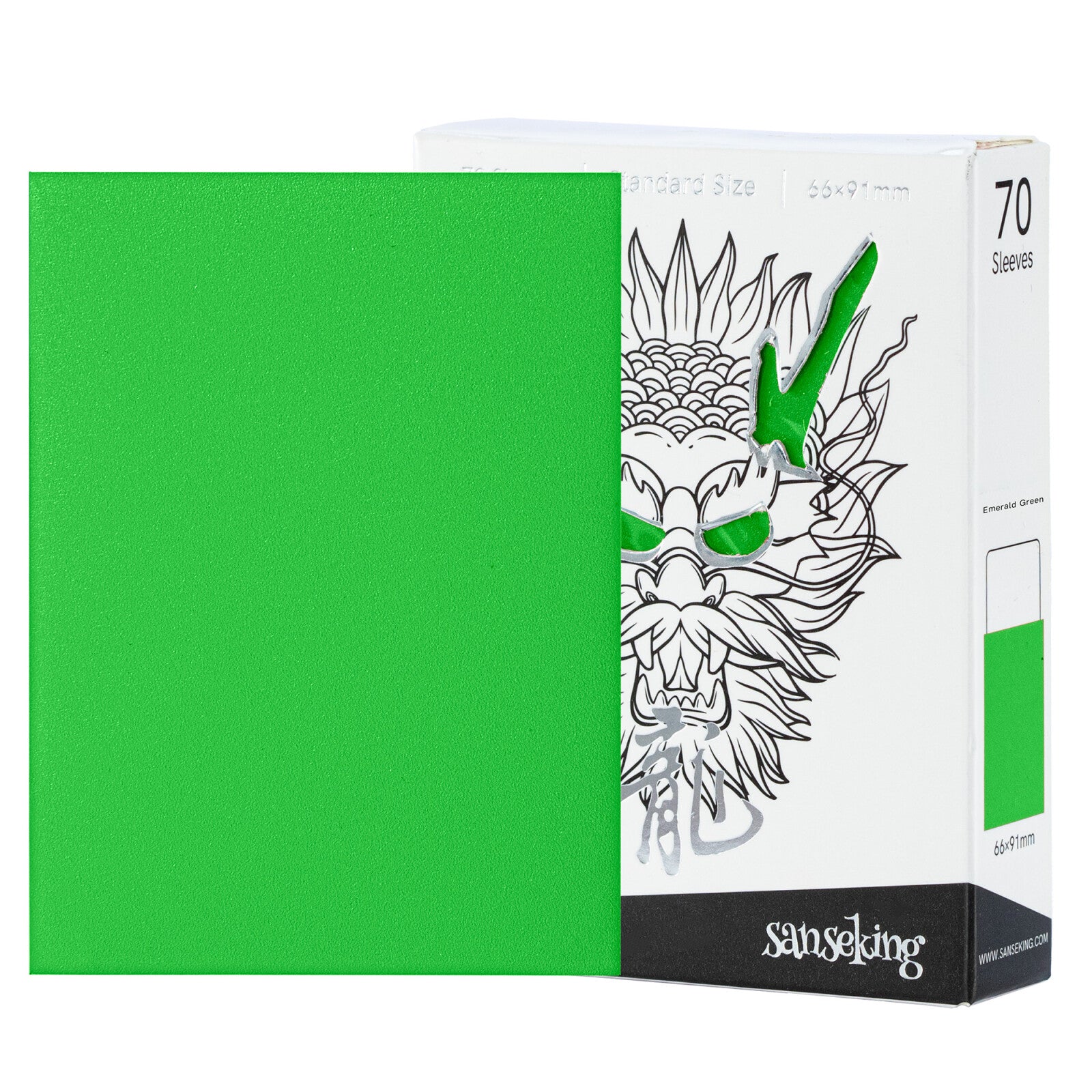Sanseking White Dragon Tournament Sleeves - Standard Size (70) - Emerald Green - official Sanseking product image
