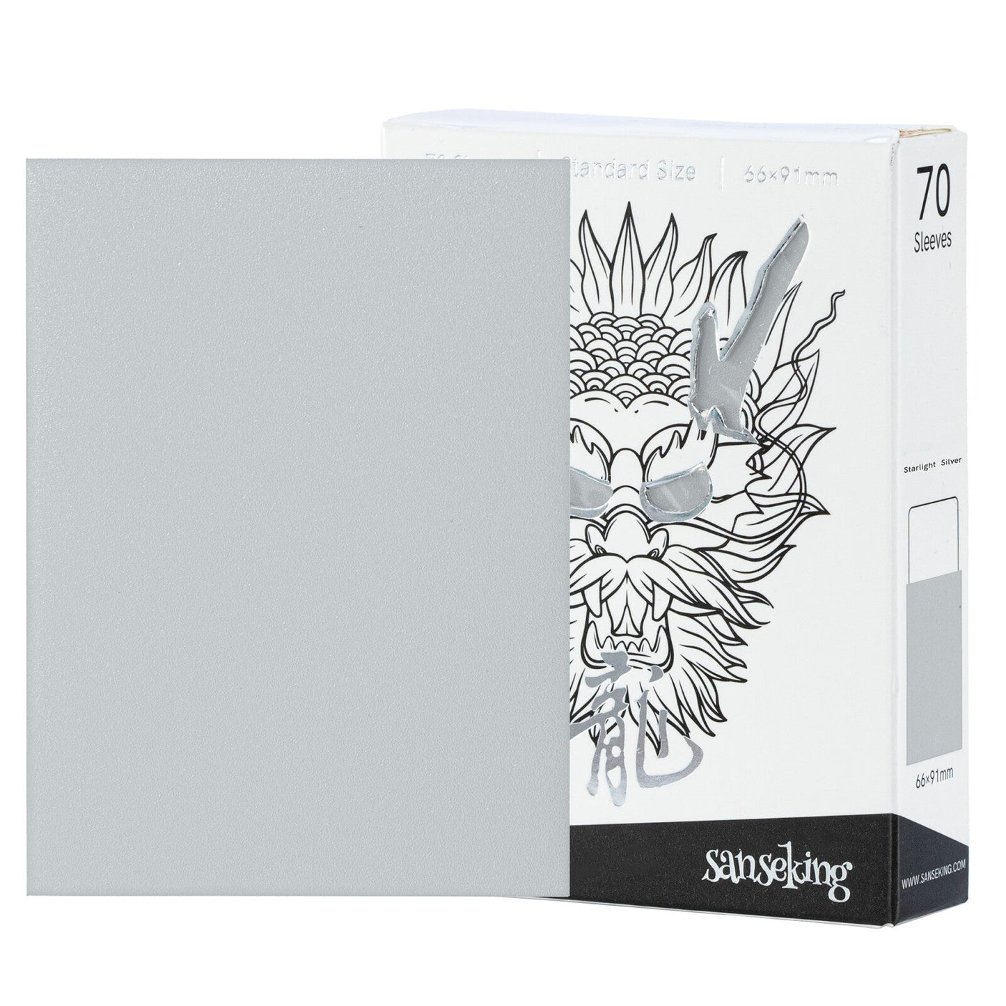 Sanseking White Dragon Tournament Sleeves - Standard Size (70) - Starlight Silver - official Sanseking product image