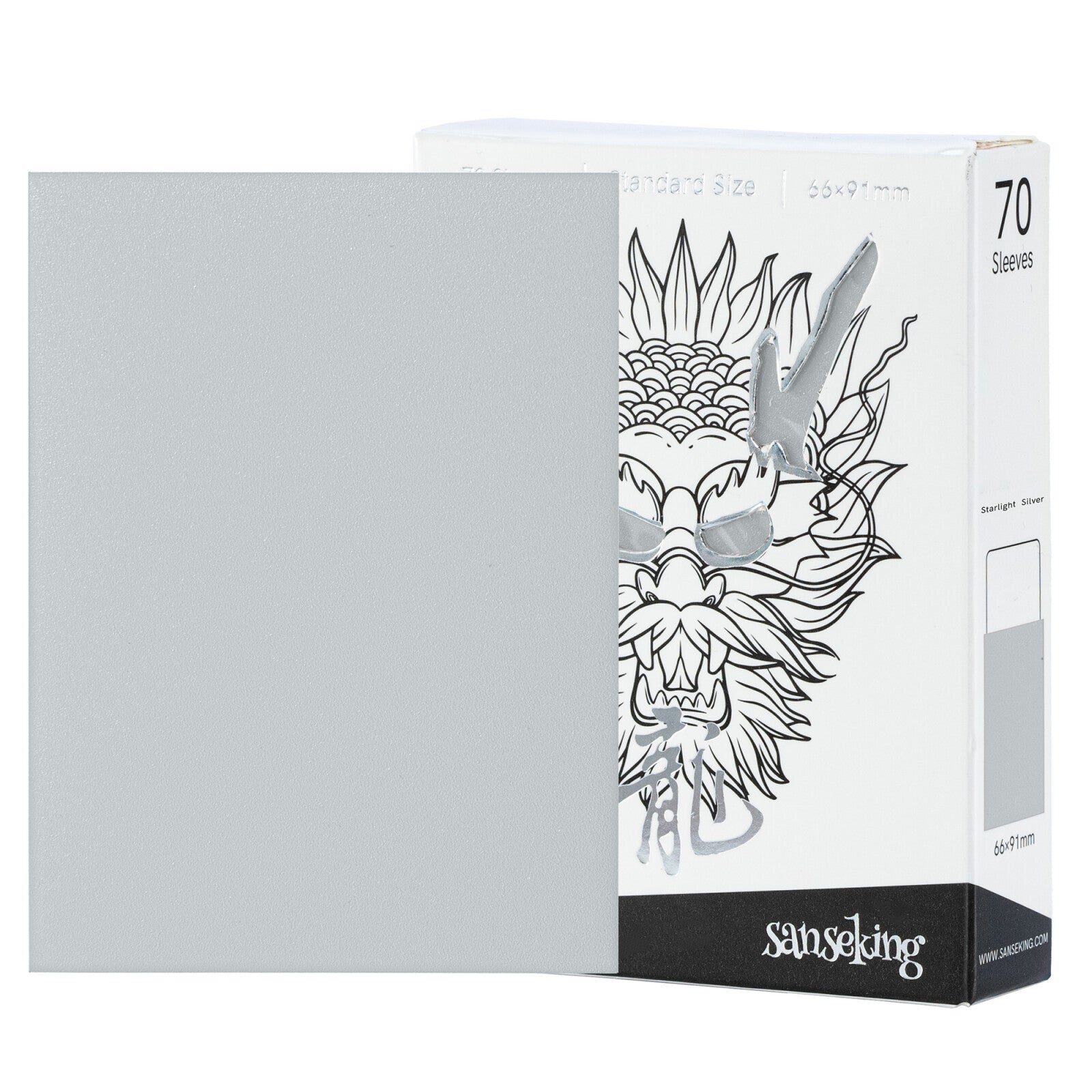 Sanseking White Dragon Tournament Sleeves - Standard Size (70) - Starlight Silver - official Sanseking product image