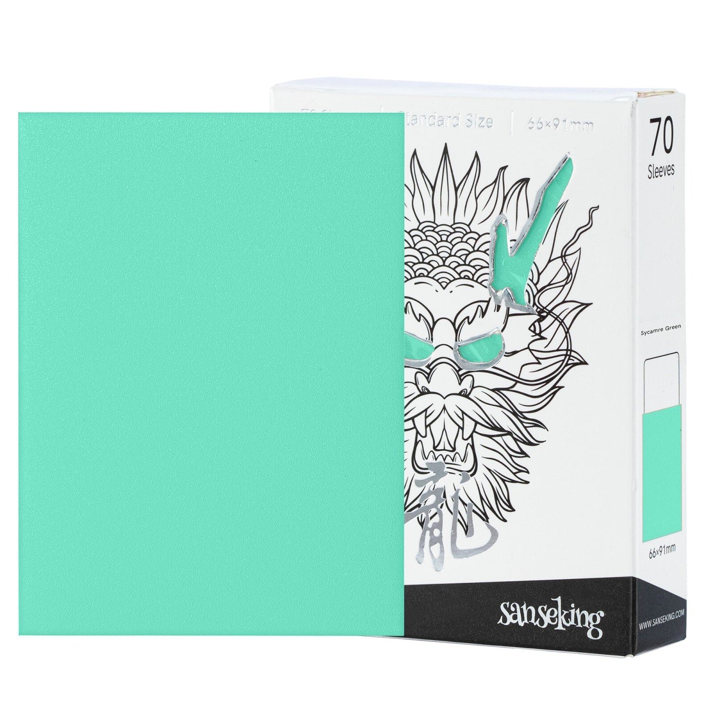 Sanseking White Dragon Tournament Sleeves - Standard Size (70) - Sycamore Green - official Sanseking product image