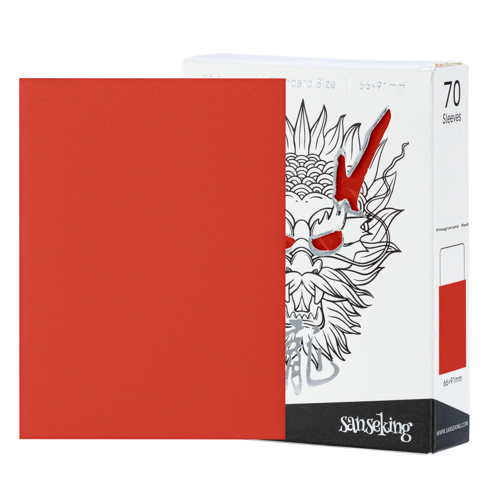 Sanseking White Dragon Tournament Sleeves - Standard Size (70) - Pomegranate Red - official Sanseking product image