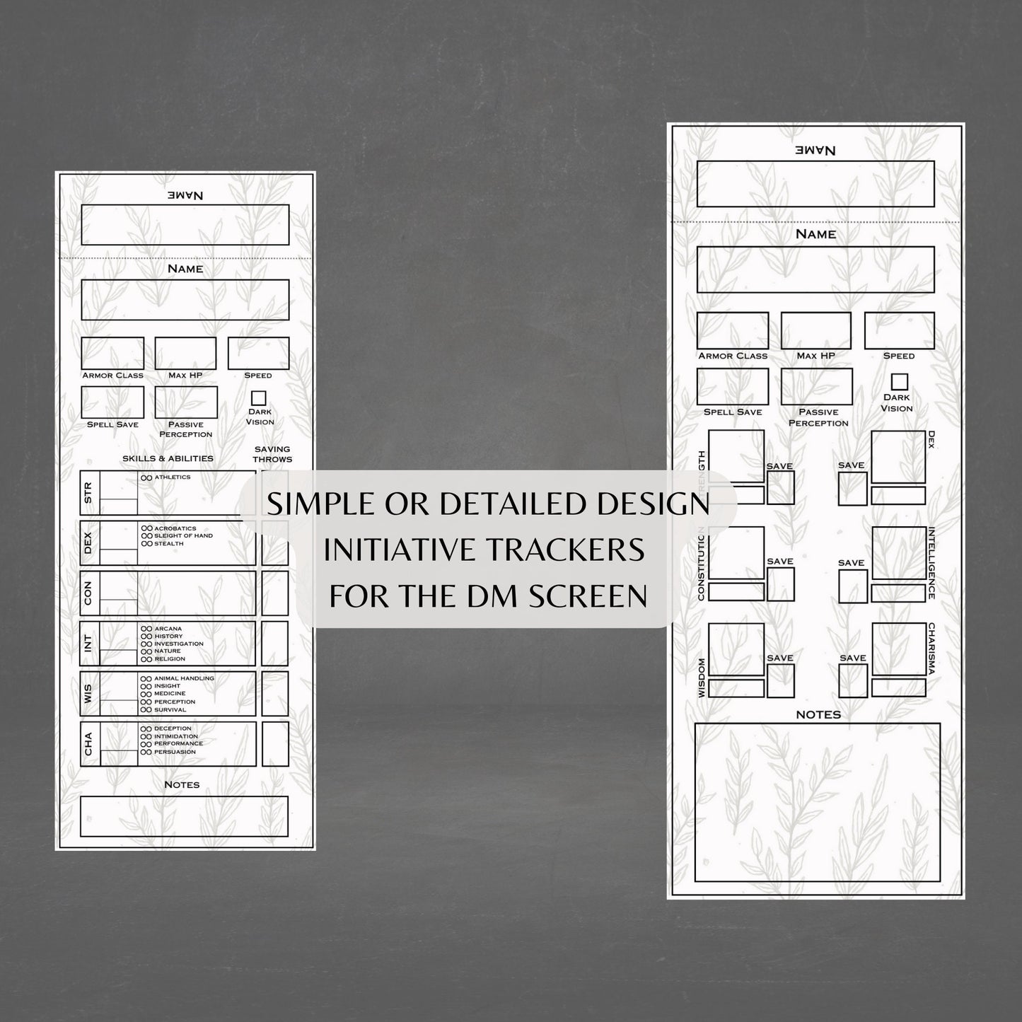 Fillable Initiative Tracker Cards - Alternate view 2