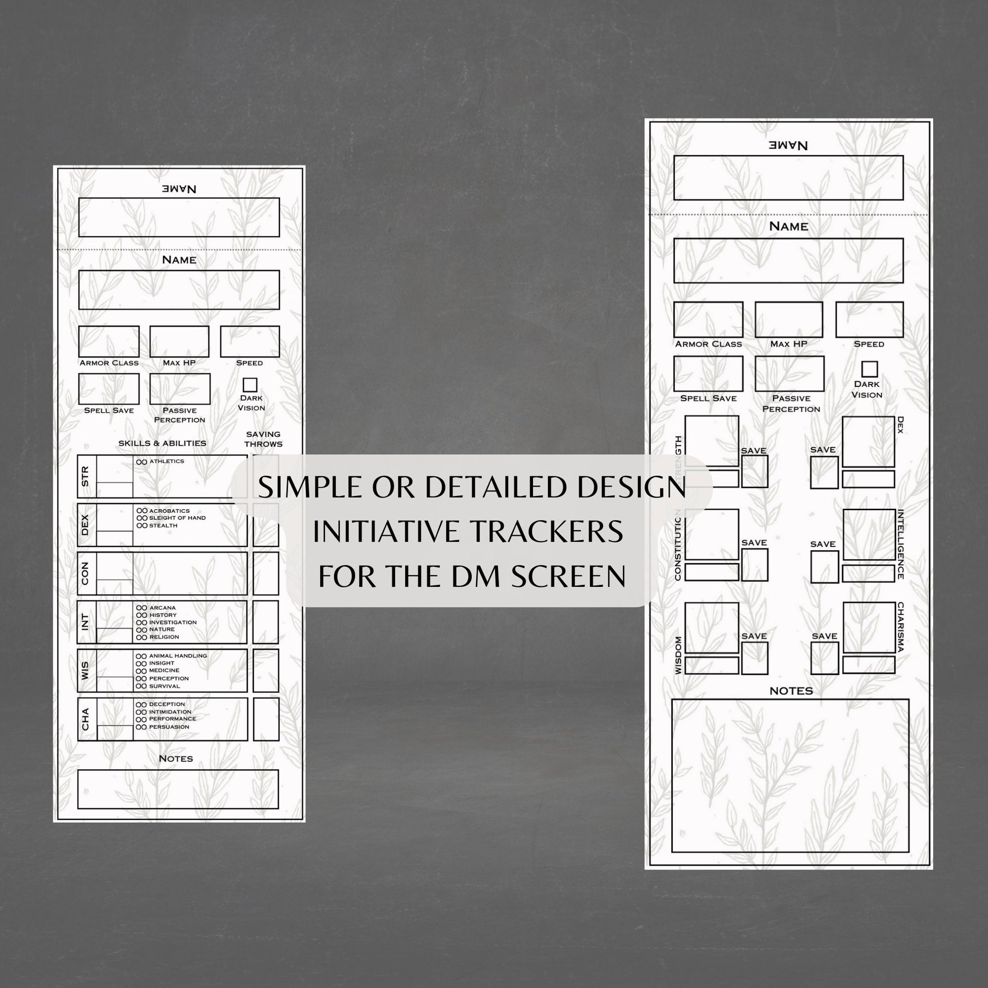 Fillable Initiative Tracker Cards - Alternate view 2