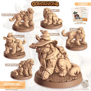 English Shepard Dog Animal Companion Miniature - resin tabletop miniature front view