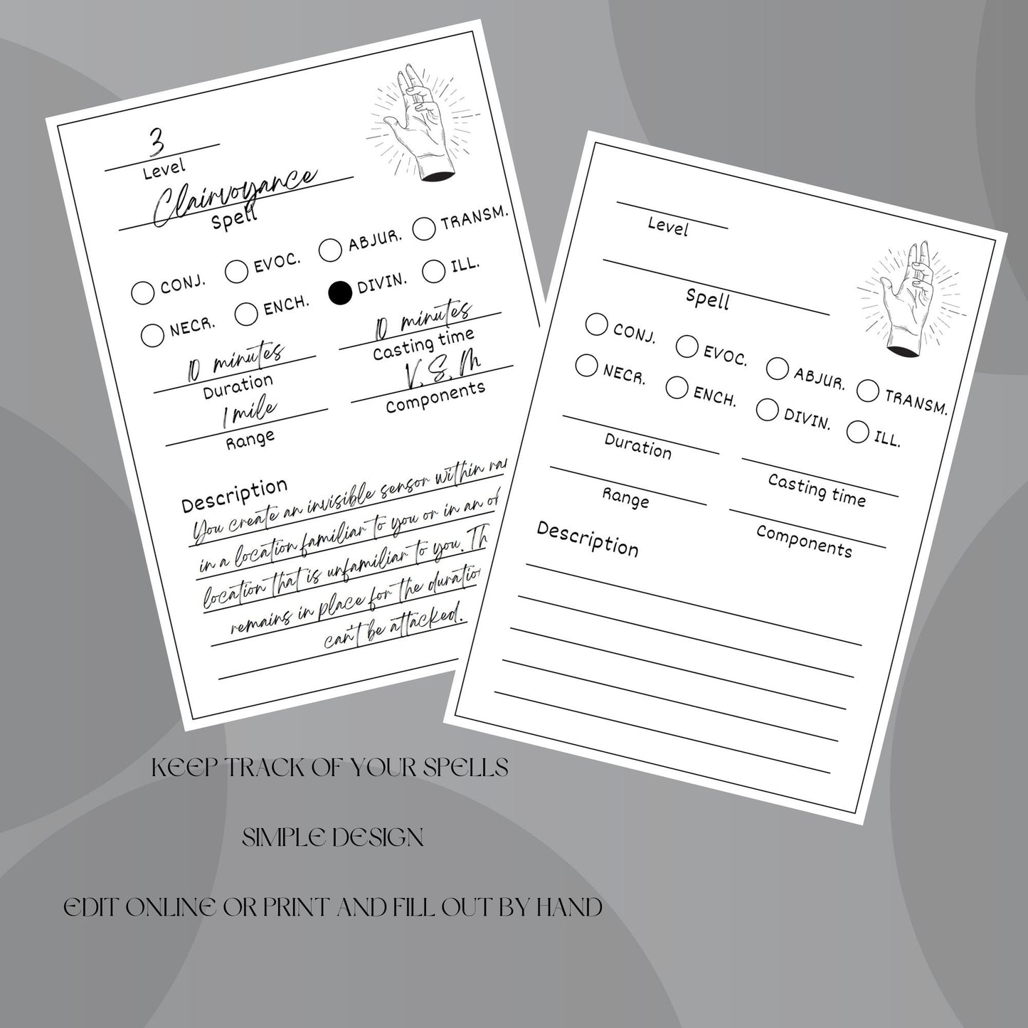 Fillable Spell Cards - Alternate view 3