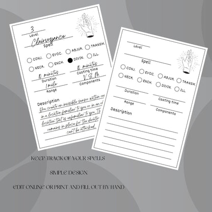 Fillable Spell Cards - Alternate view 3