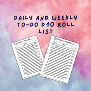 D20 daily and weekly roll list - digital download preview