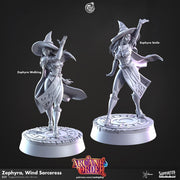 Female Wizard Miniature - resin tabletop miniature front view