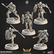 Female Human Fighter & Paladin Miniature - resin tabletop miniature front view