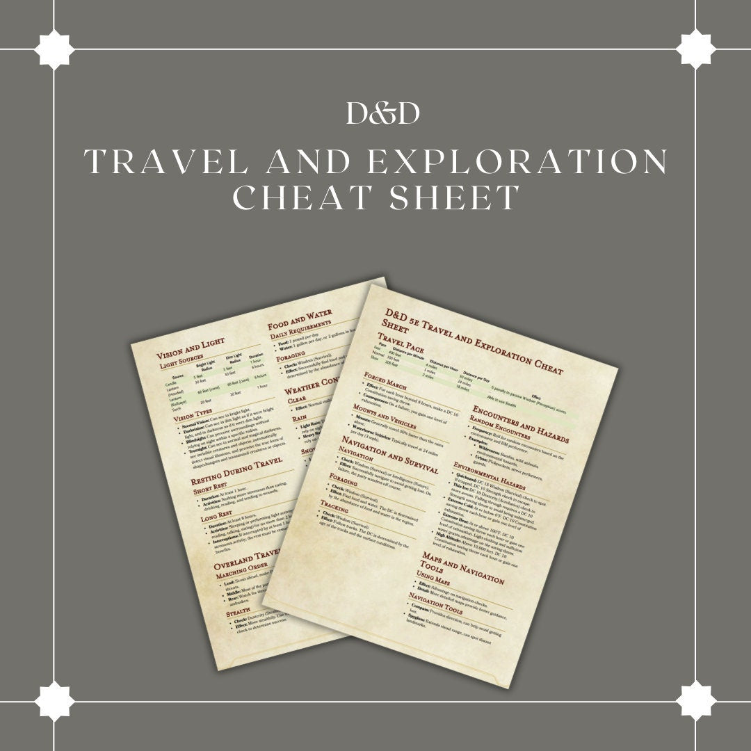 Travel and Exploration Cheat Sheet