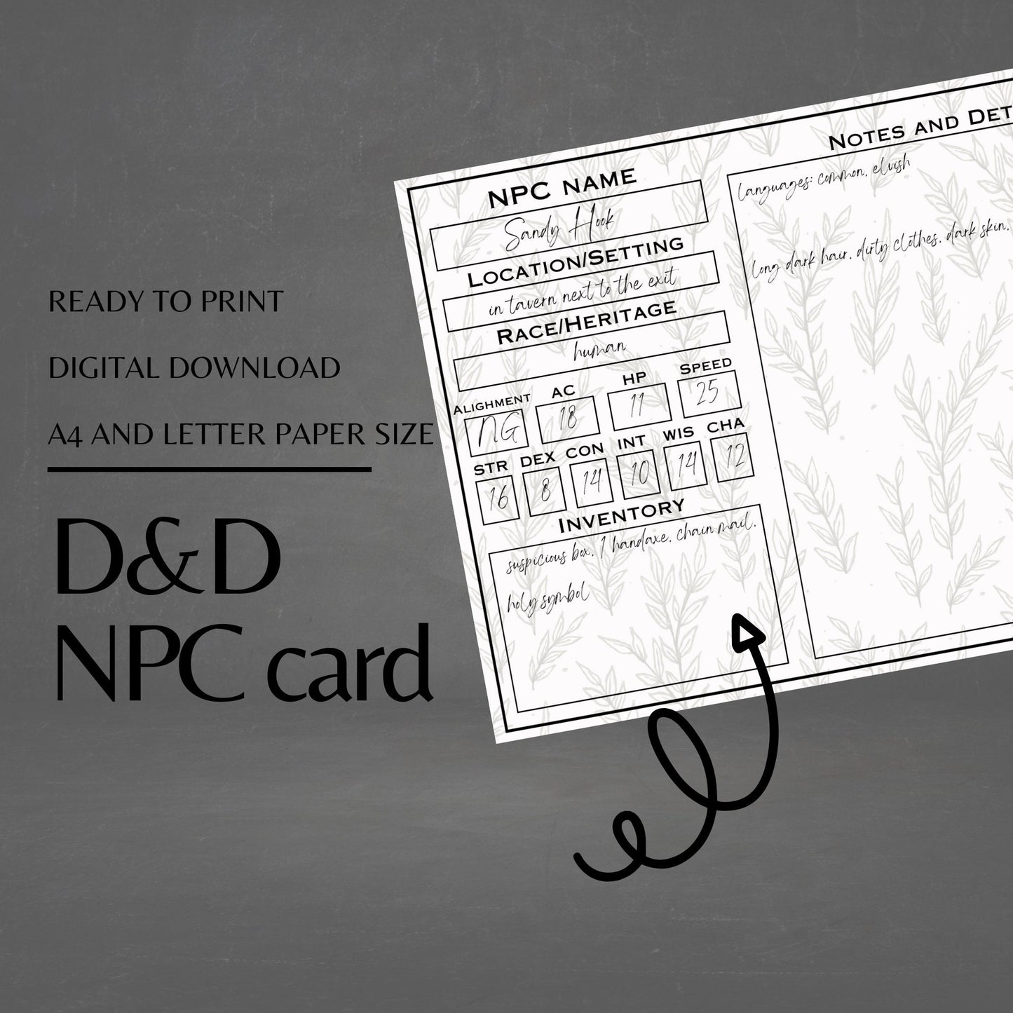 Fillable NPC Cards