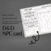 Fillable NPC Cards - digital download preview