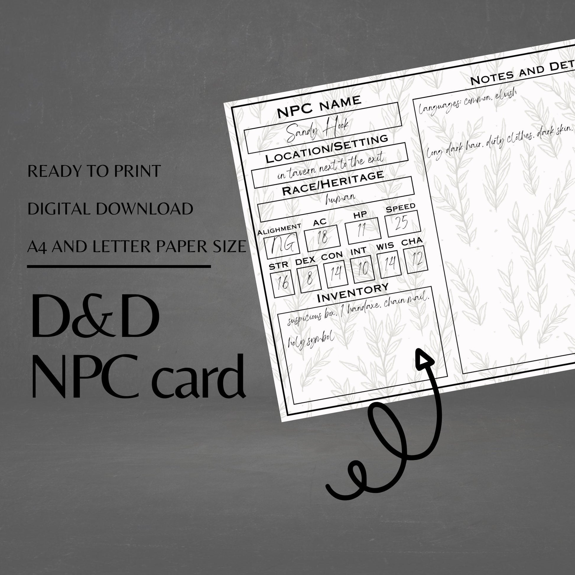 Fillable NPC Cards