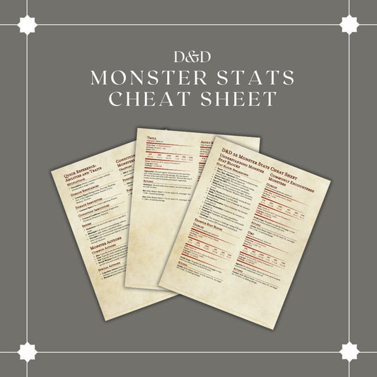 Monster Stats Cheat Sheet