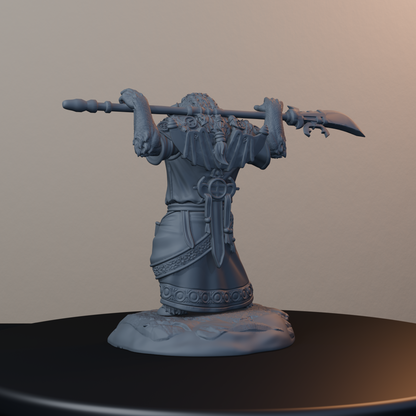 Yak Folk Fantasy Miniatures - Yak Folk Pose 04 - back left three-quarter view